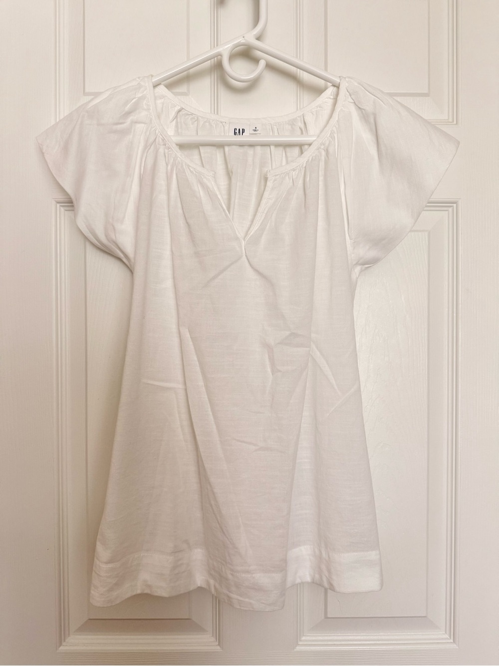 GAP White Short-Sleeve Peasant Tunic Top